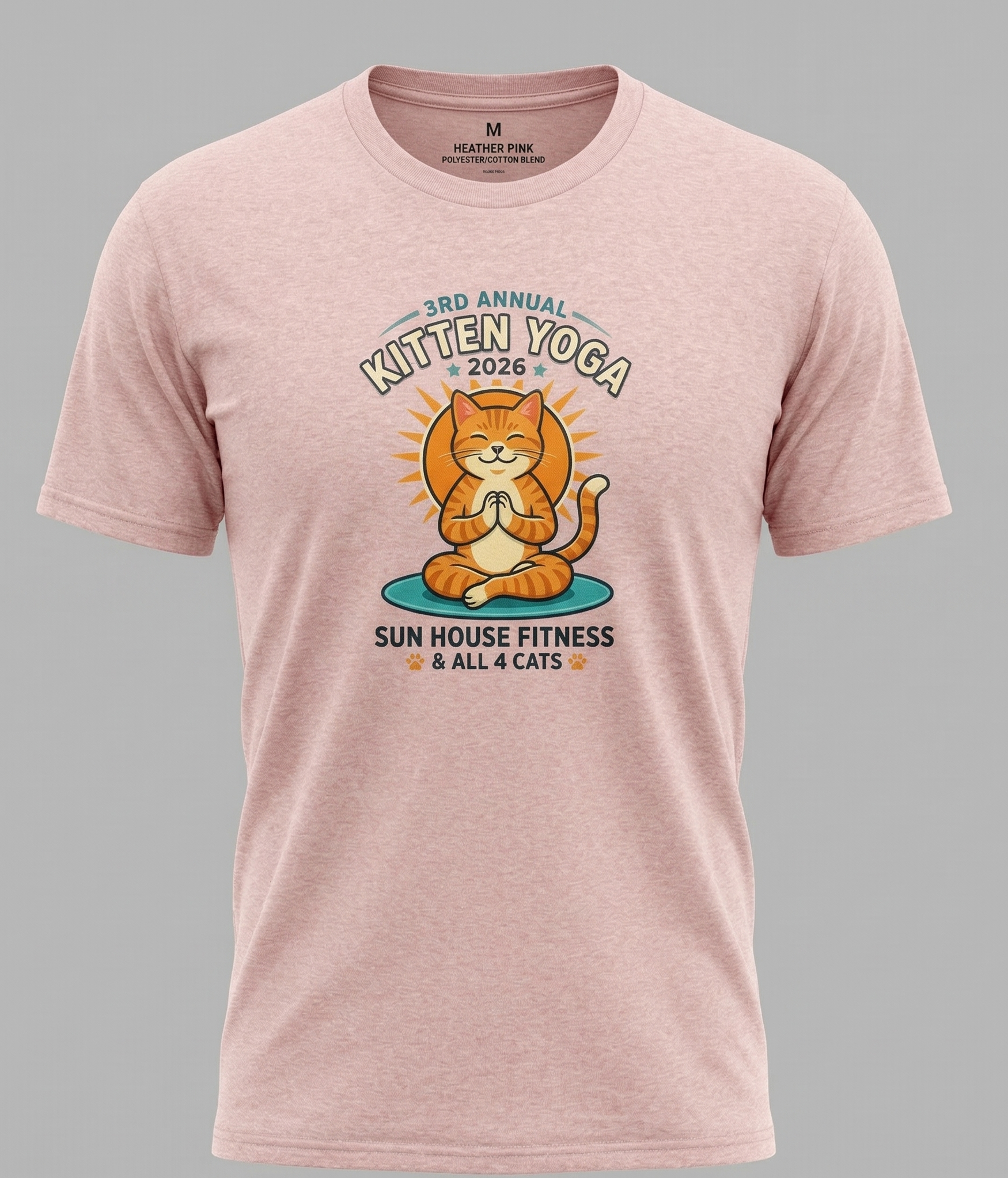 2026 Kitten Yoga Adult T (Pink)